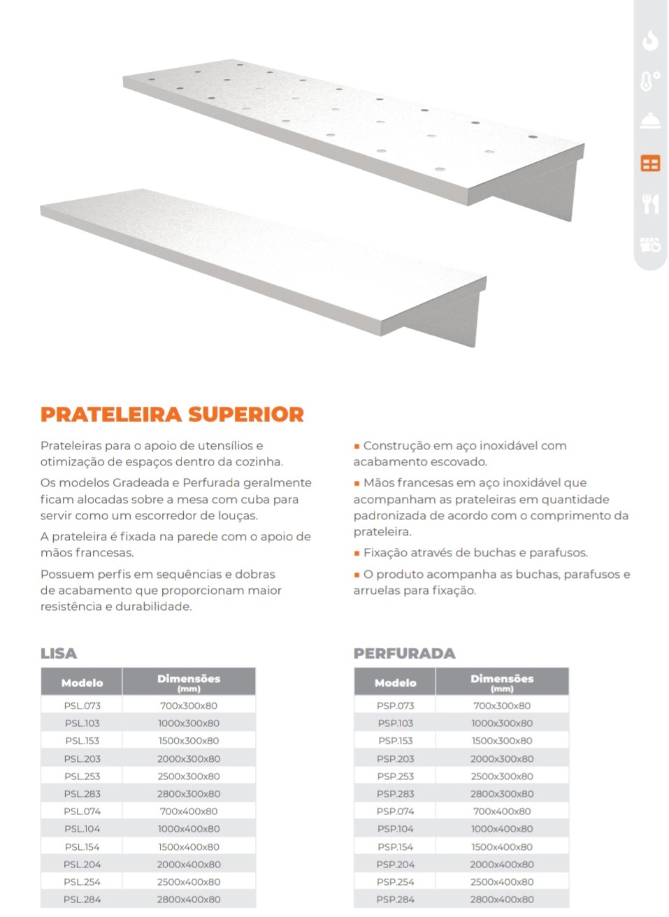 Prateleira de Inox Profissional